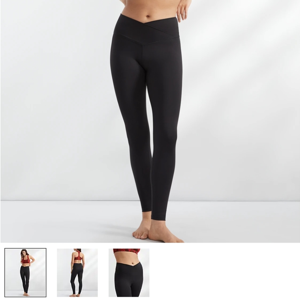 Black Leggings- high waist cross front NWT